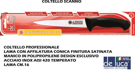 Coltello Scanno Inox con Manico in Plastica di Alta Qualità per Uso Quotidiano 16 cm De Luca Coltellerie