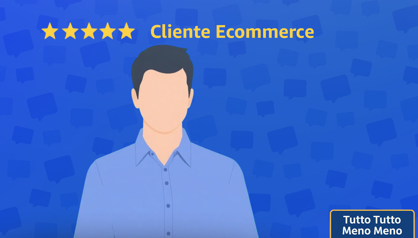 Cliente e-commerce che condivide un feedback positivo, sottolineando il ruolo cruciale delle recensioni nella fiducia dei consumatori.