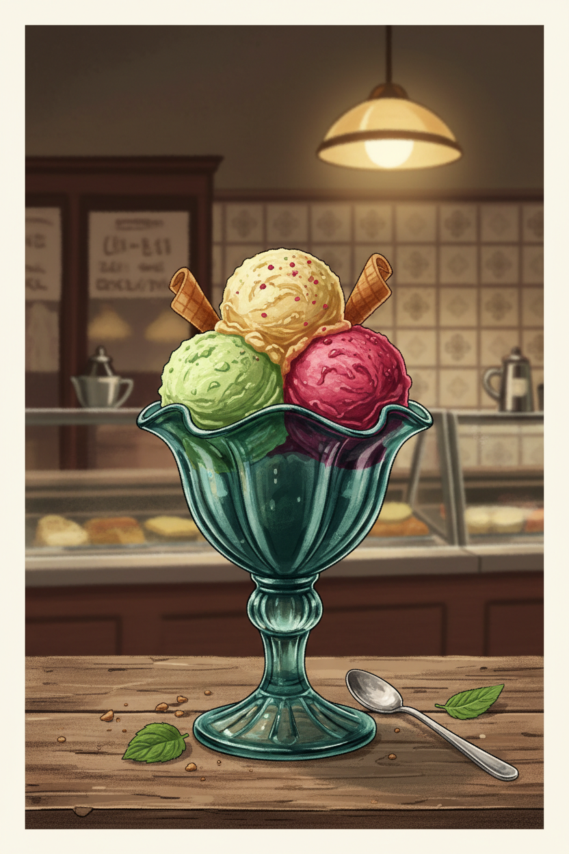 Coppa Gelato Vetro Ottanio: Design Vintage