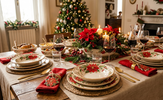 Servizio piatti in ceramica Stella di Natale: eleganza floreale