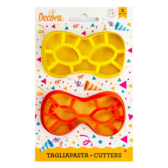 Set 2 Tagliapasta Maschere Carnival In Plastica – Forme Divertenti Per Biscotti A Tema Carnevale, Ideali Per Feste E Attività Creative