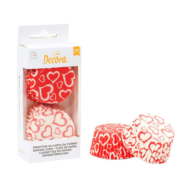 Pirottini Confezione 36 Pezzi Cm.5X3,2H Love Cupcake Mini-Torta Pasticcini Decora Muffin Dolcetti