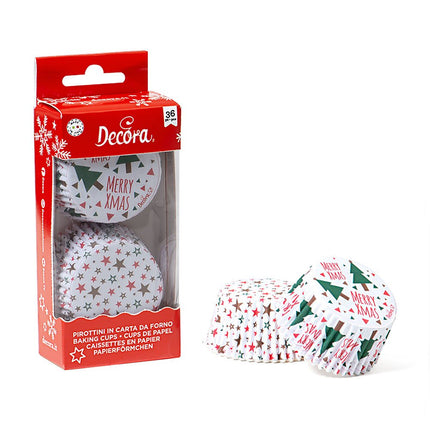 Pirottini Confezione 36 Pezzi Xmas Tree &Amp; Stars Cm.5X3,2 Stars Decora Muffin Dolcetti