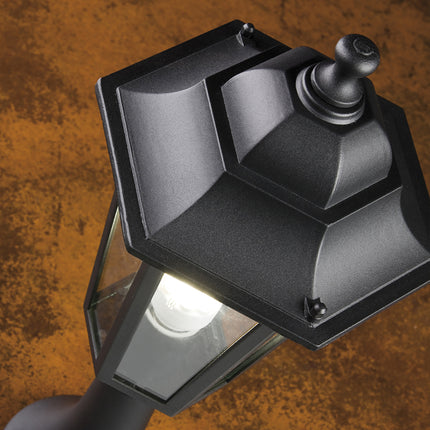 Lanterna Applique Retrò Verso L'Alto Lampada Vintage Da Parete E27 Nero 60W