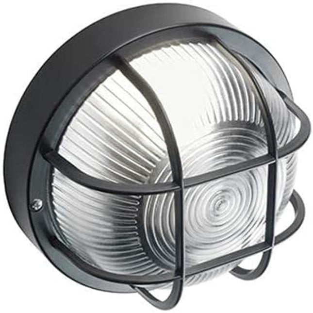 Sovil Plafoniera Applique Rotonda Gabbia In Resina Ø 18,5×10H Cm Nero 40W