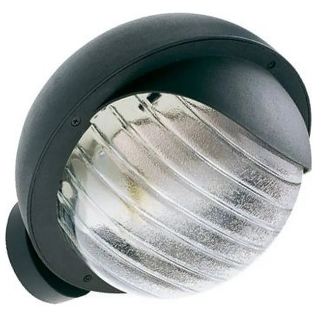 Faretto Applique Tondo Faro Luce Led Illuminazione Giardino E27 Nero 60 W