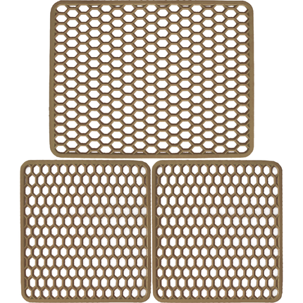 Set Tappetini Per Lavello In Gomma Avana 1 Scolapiatti 2 Fondo Lavello Antimuffa Resistente Made In Italy