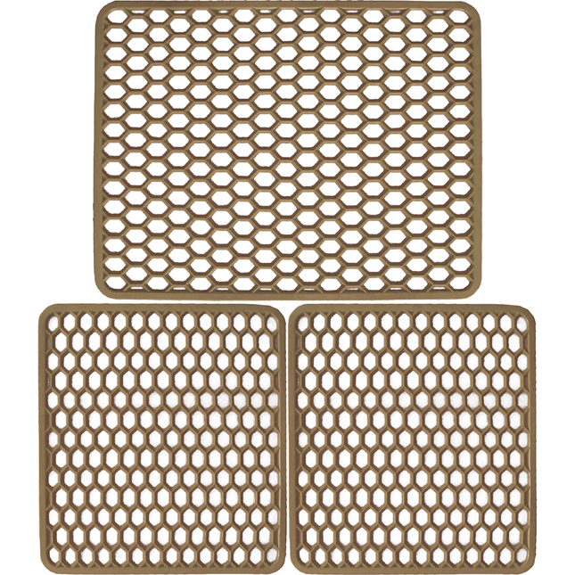 Set Tappetini Per Lavello In Gomma Avana 1 Scolapiatti 2 Fondo Lavello Antimuffa Resistente Made In Italy