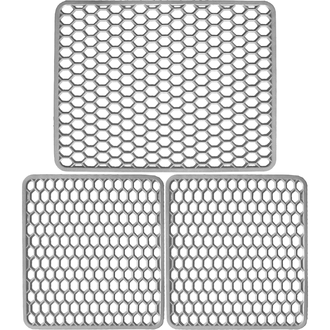 Set Tappetini Per Lavello In Gomma Bianco 1 Scolapiatti 2 Fondo Lavello Antimuffa Resistente Made In Italy