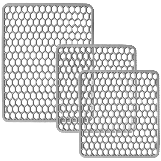 Set Tappetini Per Lavello In Gomma Bianco 1 Scolapiatti 2 Fondo Lavello Antimuffa Resistente Made In Italy