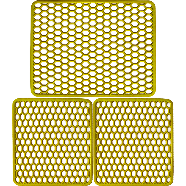 Set Tappetini Per Lavello In Gomma Giallo 1 Scolapiatti 2 Fondo Lavello Antimuffa Resistente Made In Italy