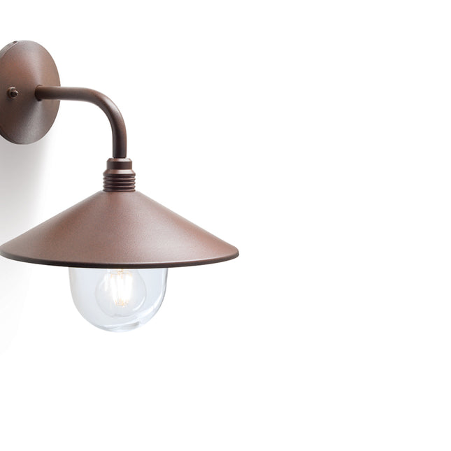 Sovil Applique da Esterno SPECTRE® Media E27, Struttura in Alluminio Pressofuso, Diffusore in Vetro Trasparente, 286x330 mm Corten Sovil