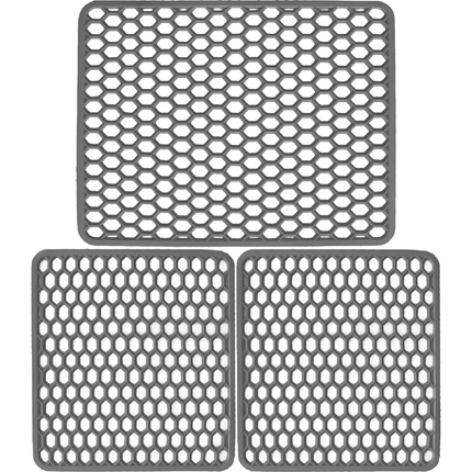 Set Tappetini Per Lavello In Gomma Grigio 1 Scolapiatti 2 Fondo Lavello Antimuffa Resistente Made In Italy