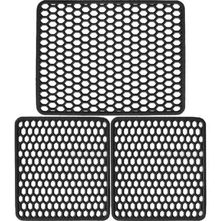 Set Tappetini Per Lavello In Gomma Nero 1 Scolapiatti 2 Fondo Lavello Antimuffa Resistente Made In Italy