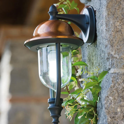 Sovil Lanterna Palo Basso E27 Linea Rustica Colore Grigio/Rame