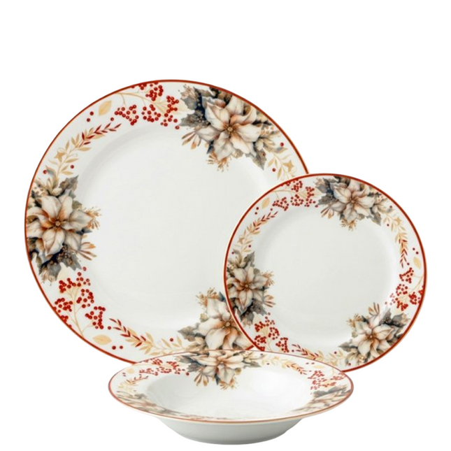 Servizio Piatti di Natale 18 Pezzi Borella Casalinghi Charme Natale in Ceramica per 6 Persone D&D Casalinghi
