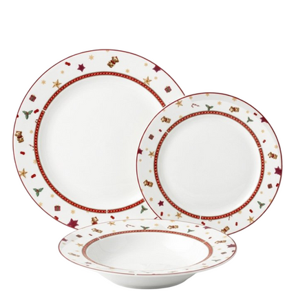 Servizio Piatti Natalizio 18 Pezzi Borella Casalinghi Charme Natale in Ceramica con Icone Festive per 6 Persone Borella Casalinghi srl
