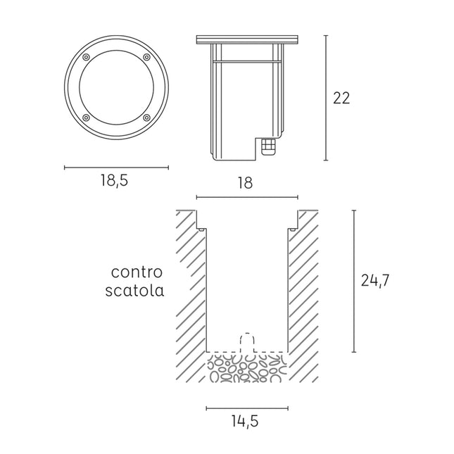 Faretto Da Terra Faro Pavimento Calpestabile Ip65 E27 Nero 40 W Ø18,5 Cm