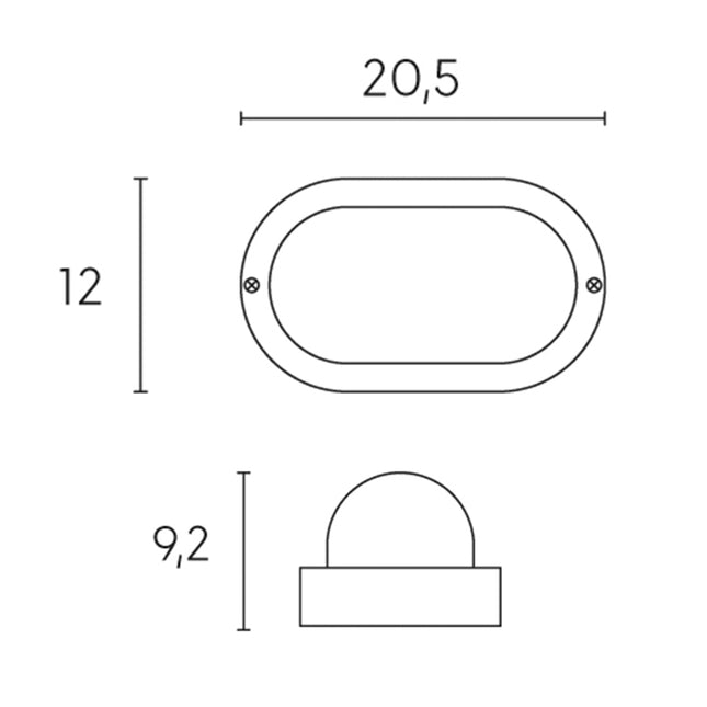 Plafoniera Applique Lampada Luce Ovale Per Muro Parete Soffitto E27 Bianca 40W