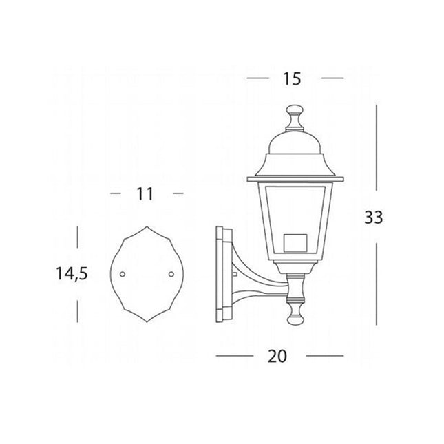 Lanterna Applique Retrò In Alto Lampada Vintage Da Parete Piccola 60W Bianca E27