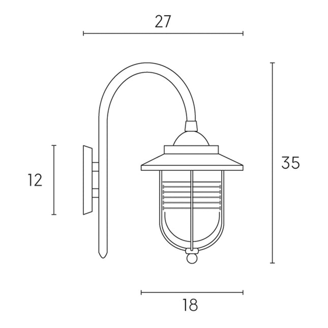 Sovil Applique Piccola In Basso E27 Linea Porto Colore Ruggine