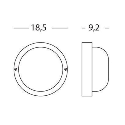 Sovil Plafoniera Applique Rotonda In Resina Ø 18,5×9,5H Cm Nero 40W