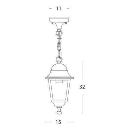 Lanterna Con Catena Lampada Per Illuminazione Da Esterni Giardino 60W Nero