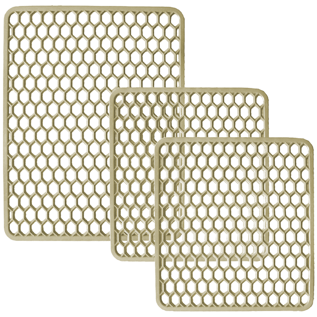 Set Tappetini Per Lavello In Gomma Avorio 1 Scolapiatti 2 Fondo Lavello Antimuffa Resistente Made In Italy