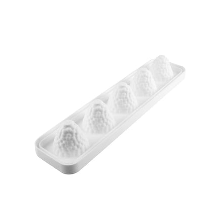 Silikomart Stampo in Silicone Mora 110 – 5 Monoporzioni 3D da 110 ml con Supporto in Plastica Bianco, Ø6,5x6,7 cm, Made in Italy Silikomart