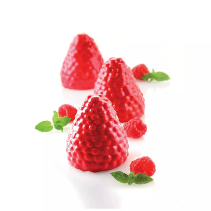 Silikomart Stampo in Silicone Mora 110 – 5 Monoporzioni 3D da 110 ml con Supporto in Plastica Bianco, Ø6,5x6,7 cm, Made in Italy Silikomart