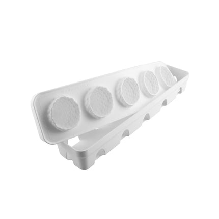 Silikomart Stampo in Silicone Mora 110 – 5 Monoporzioni 3D da 110 ml con Supporto in Plastica Bianco, Ø6,5x6,7 cm, Made in Italy Silikomart