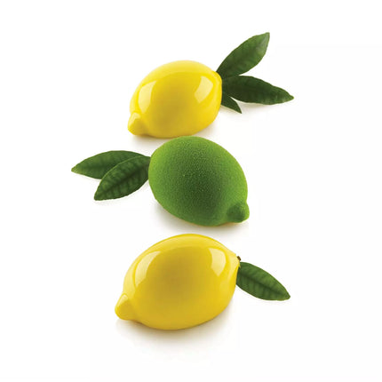 Silikomart Stampo in Silicone Limone 120 – 4 Monoporzioni 3D da 120 ml con Supporto in Plastica Bianco, 8,8x6,1x4,4 cm, Made in Italy Silikomart