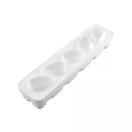 Silikomart Stampo in Silicone Fragola 120 – 5 Monoporzioni 3D da 120 ml con Supporto in Plastica Bianco, 6x7,7x5,4 cm, Made in Italy Silikomart