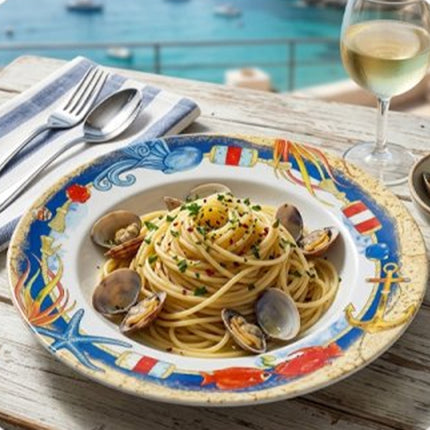 Piatto Fondo in Melamina 23 cm Decoro In Fondo al Mare | Piatti Estivi Infrangibili IBCT