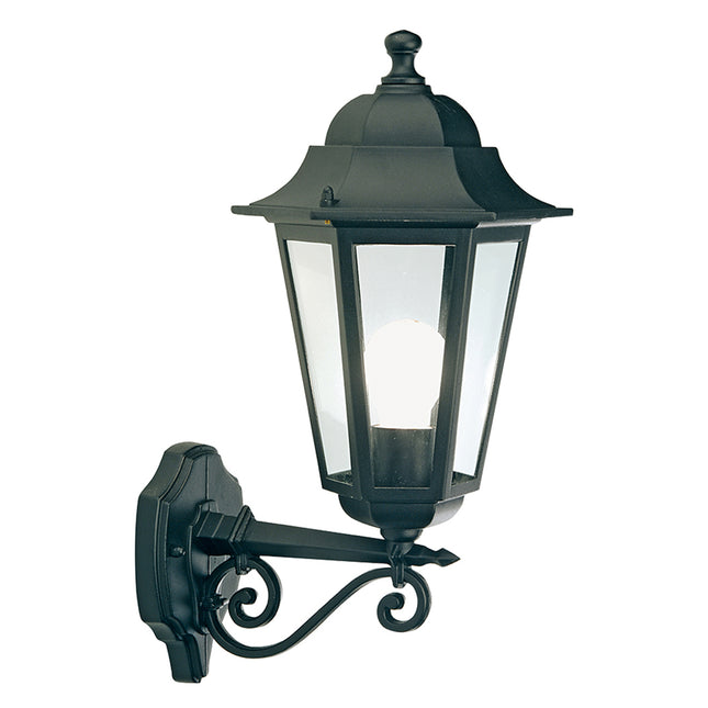 Lanterna Applique Retrò Verso L'Alto Lampada Vintage Da Parete E27 Nero 60W
