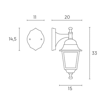 Sovil Applique Lanterna Lampada a Parete Discendente in Alluminio Verniciato con Classe IP43