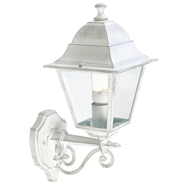 Sovil Applique Media In Alto E27 Lampada Lanterna Design Elegante per Arredo Interno Bianco Argento Sovil