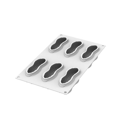 Silikomart Stampo Silicone Arachide 100 Frutta Realistica – 6 Monoporzioni con Cutter per Dessert Moderni Silikomart