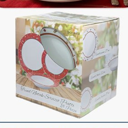Servizio Piatti Natalizio 18 Pezzi Borella Casalinghi Charme Natale in Ceramica con Icone Festive per 6 Persone Borella Casalinghi srl