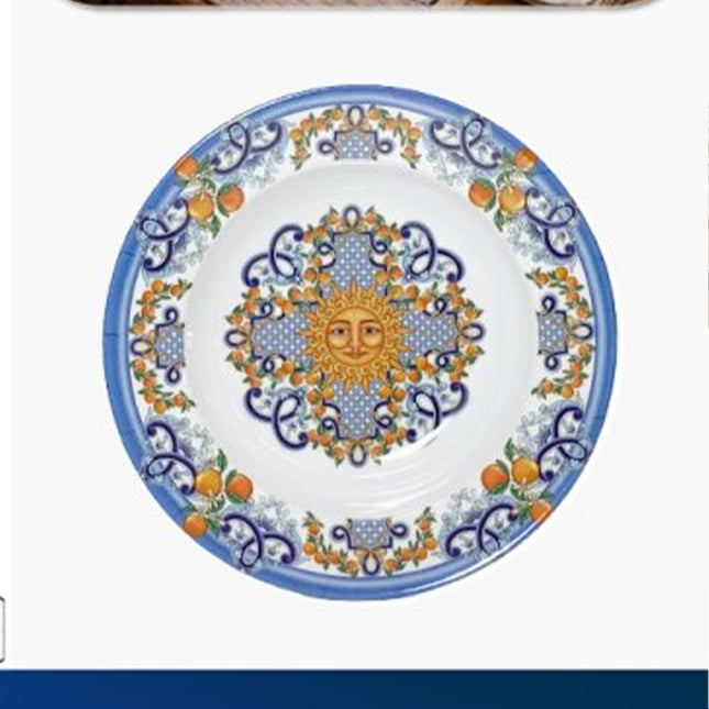 Piatto Fondo in Melamina 23 cm Decoro Taormina | Piatti da Portata Stile Siciliano IBCT