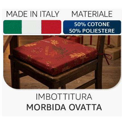Gemitex Cuscino Nuvola Natalizio Set 2 Pz - Coprisedia Elegante 38x38x5 cm Capodanno in Cotone e Poliestere Made in Italy - Dis. 1882 Tutto Tutto Meno Meno®