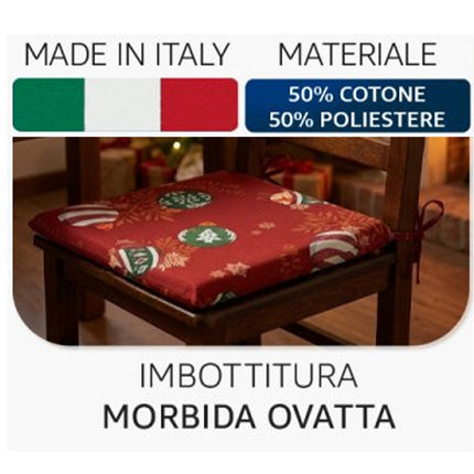 Gemitex Cuscino Nuvola Natalizio Set 2 Pz - Coprisedia 38x38x5 cm in Cotone e Poliestere Made in Italy - Dis. 1881 Tutto Tutto Meno Meno®