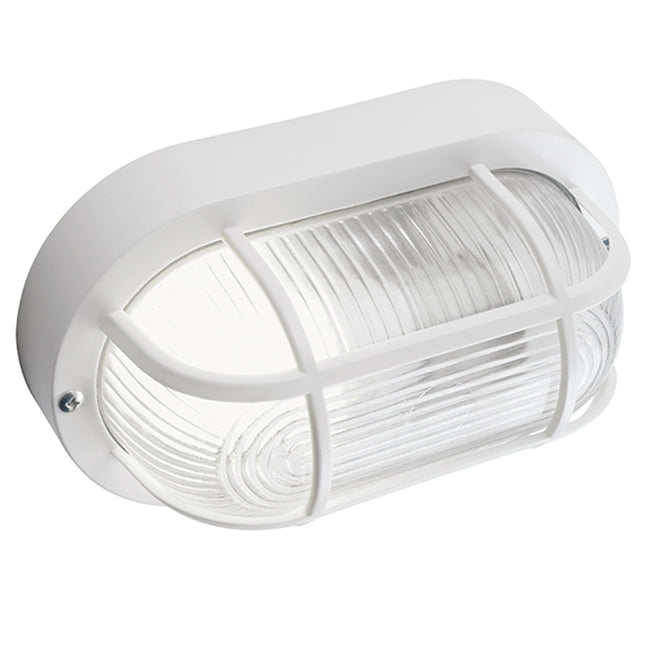 Plafoniera Applique Lampada Ovale Con Gabbia Da Muro Soffitto E27 Bianca 40W Sovil