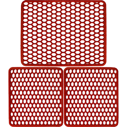 Set Tappetini Per Lavello In Gomma Rosso 1 Scolapiatti 2 Fondo Lavello Antimuffa Resistente Made In Italy