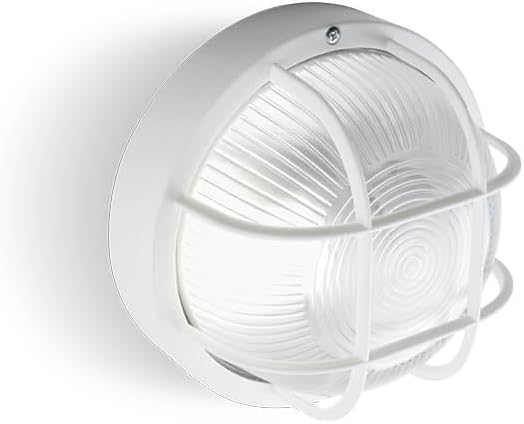Applique ECHO TONDA con Gabbia – IP44, E27, Bianca o Nera, Antiurto IK07! Sovil