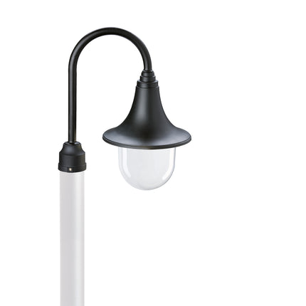 Zoe Lampada Testa Palo da Esterno, Nero, Diffusore Trasparente in Termoplastico, Attacco Ø 60mm, Portalampada E27, Classe II Sovil