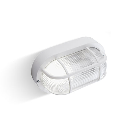 Plafoniera ECHO OVALE in Resina con Gabbia – E27, IP44, disponibile in Bianco e Nero! Sovil