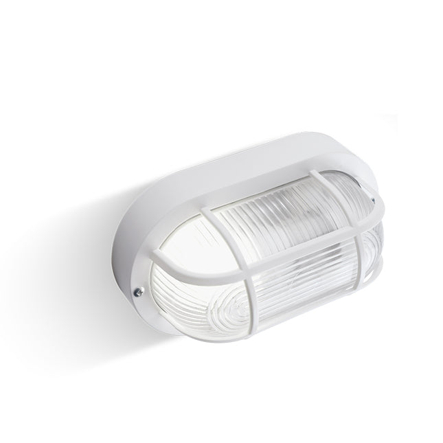 Plafoniera ECHO OVALE in Resina con Gabbia – E27, IP44, disponibile in Bianco e Nero! Sovil