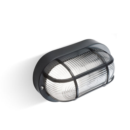 Plafoniera ECHO OVALE in Resina con Gabbia – E27, IP44, disponibile in Bianco e Nero! Sovil