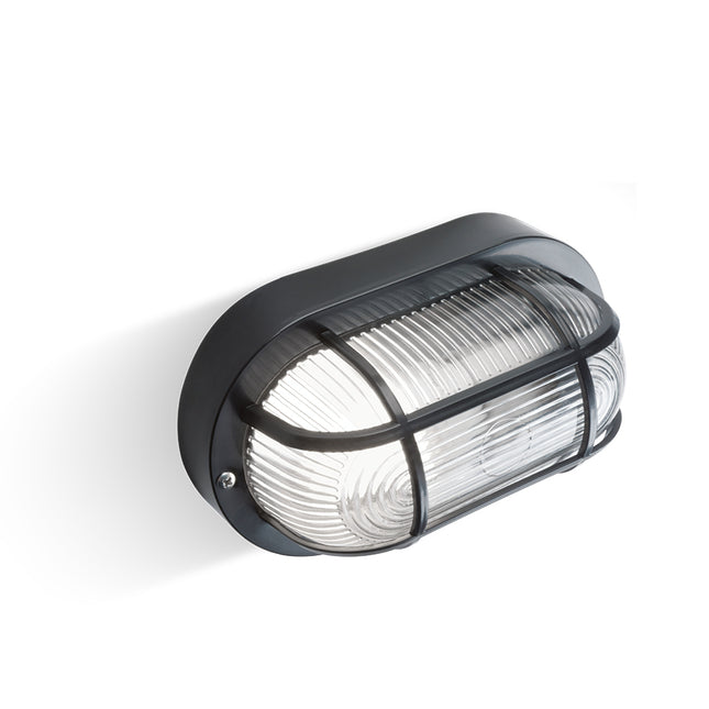 Plafoniera ECHO OVALE in Resina con Gabbia – E27, IP44, disponibile in Bianco e Nero! Sovil